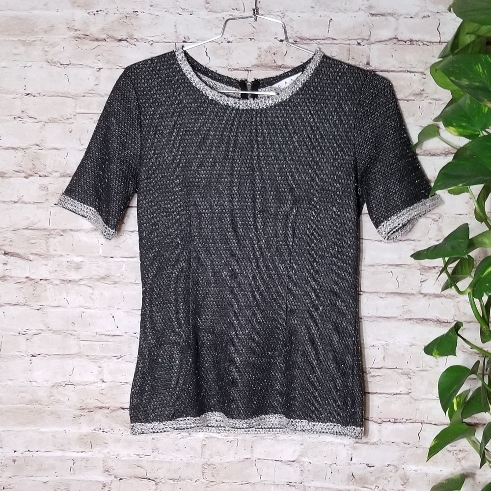 Cabi Tweed  like knit blouse